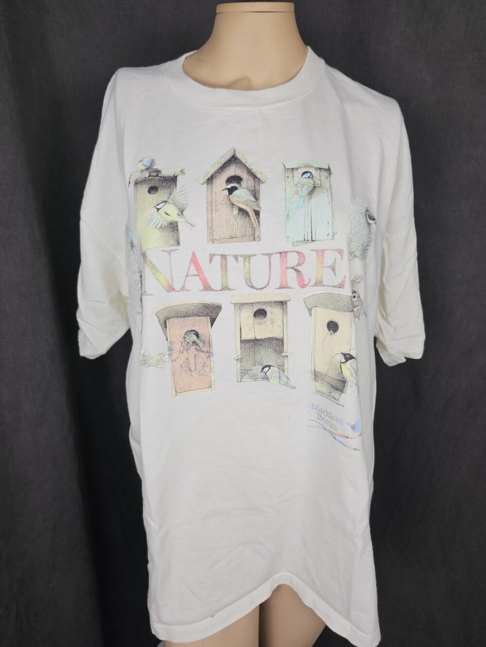Vintage Marjolein Bastin Bird House T Shirt XL Nature Made in USA Cottagecore